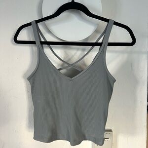 Vuori NWOT - Light Gray/Blue Ribbed Cross-back Tank Top